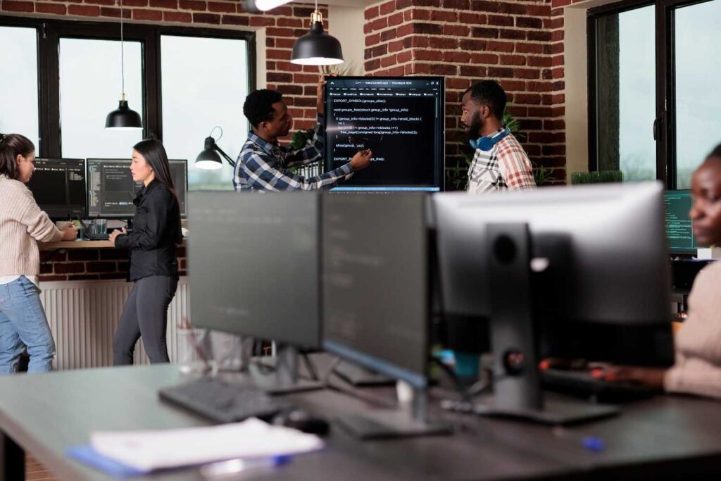 Students working at computers